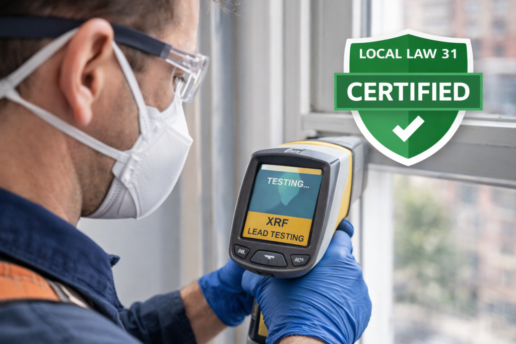 XRF testing device used for NYC Local Law 31 lead paint inspection