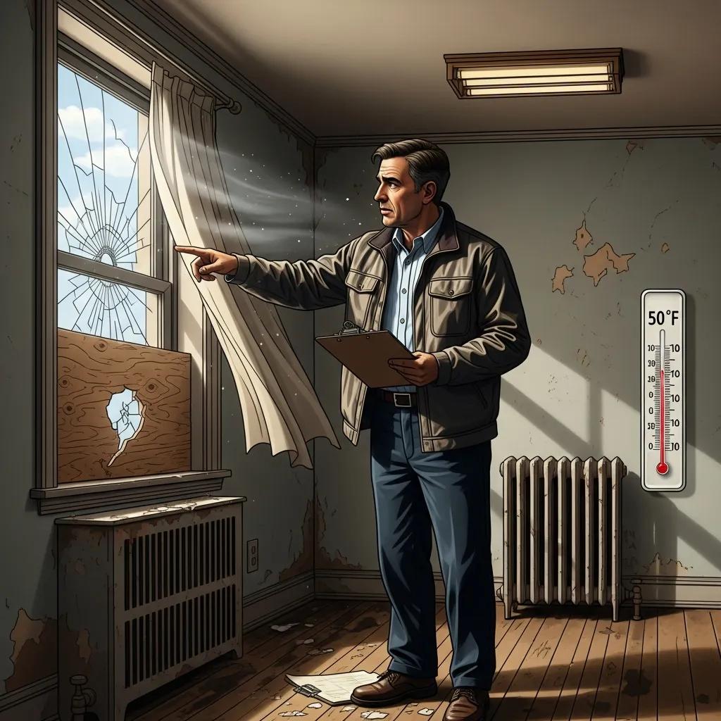 Landlord inspecting a residential property for HPD violations, showcasing common issues