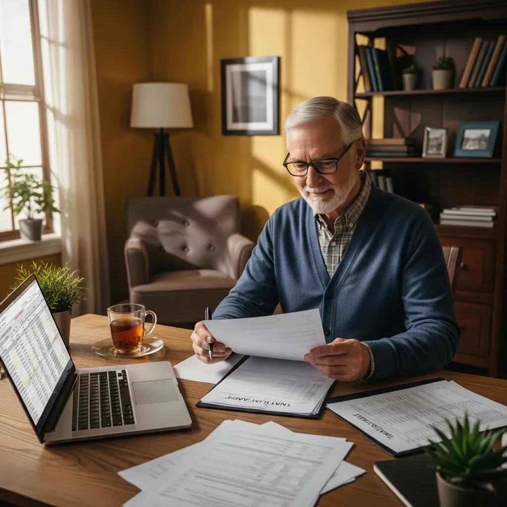 Landlord reviewing tenant applications in a cozy office setting