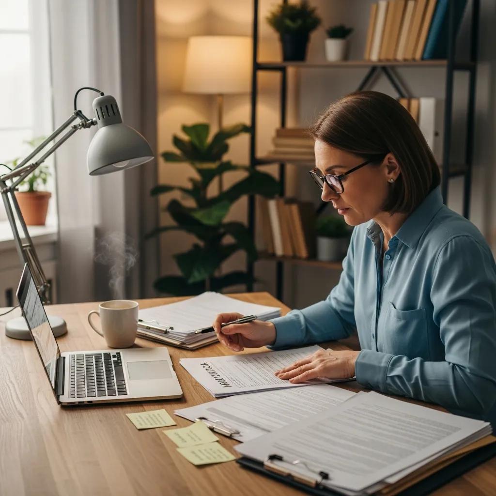 Landlord reviewing tenant applications to ensure qualified tenant selection