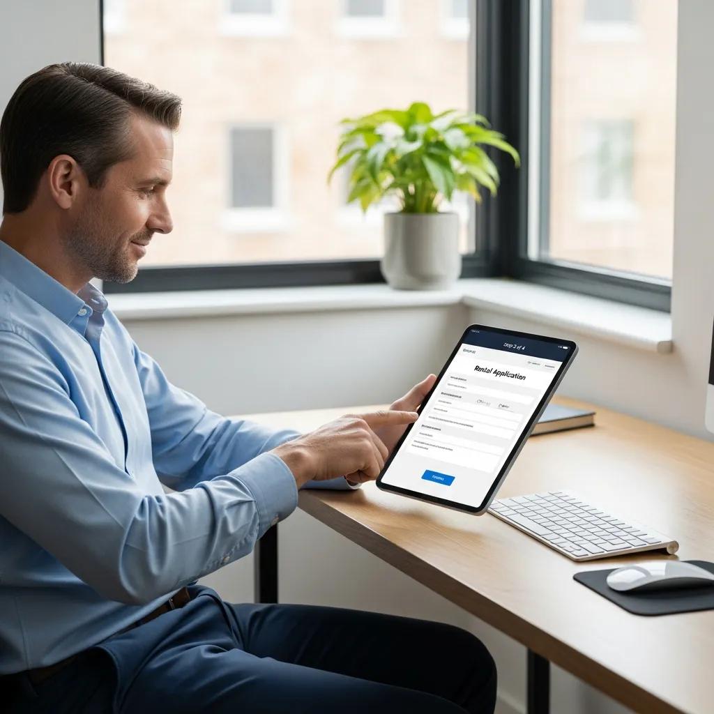 Landlord using a digital device to streamline the rental application process