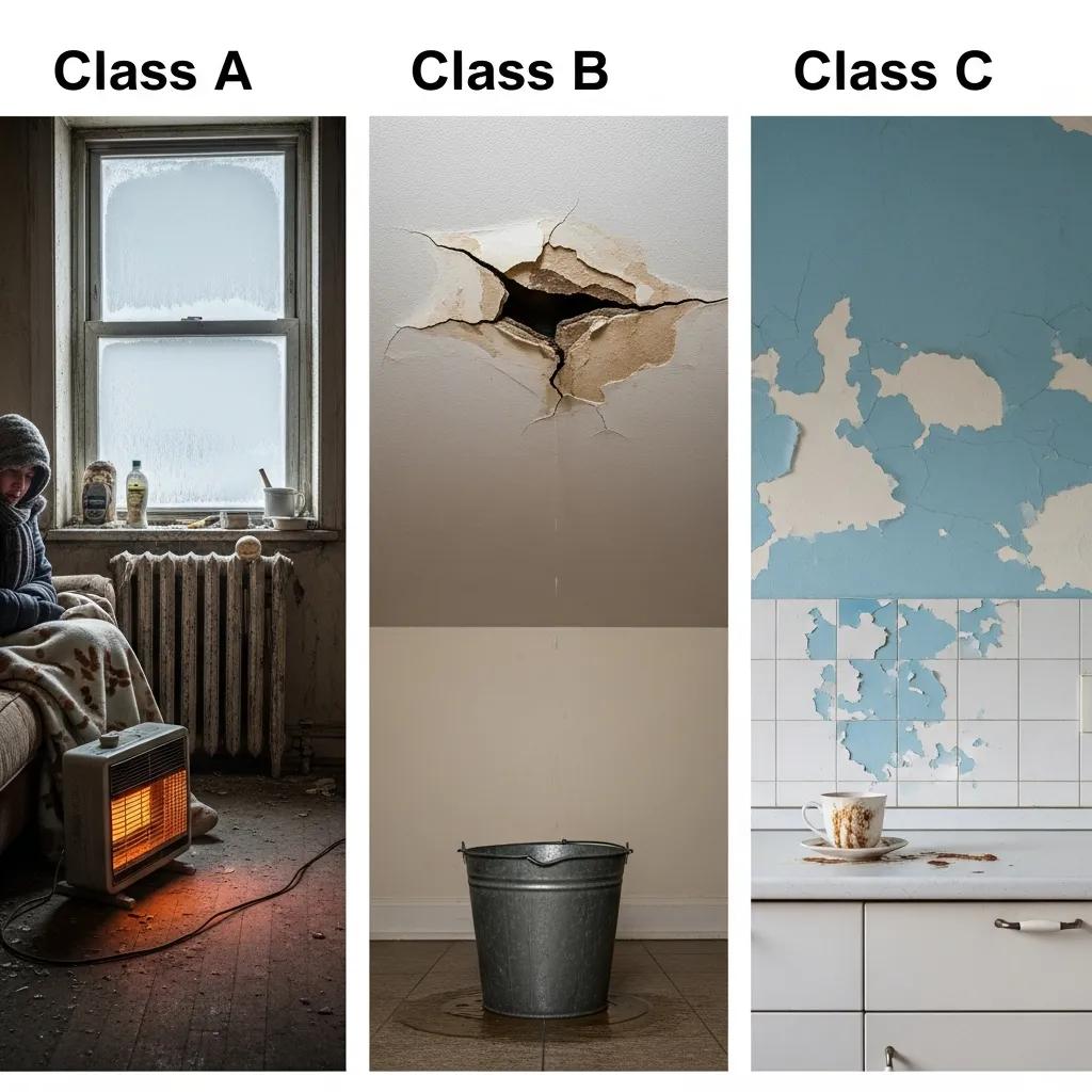 Visual representation of Class A, B, and C HPD violations, illustrating varying severity levels